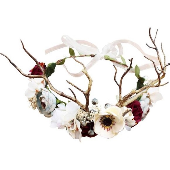 Floral Garland Crown Hair Wreath Flower Headband Halo Floral Headpiece Boho - Picture 1 of 8